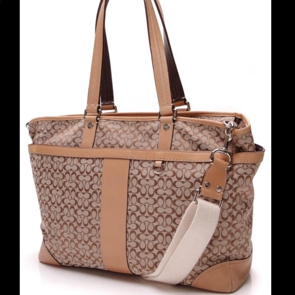 Coach Handbags - COACH  Multi-color Brown Jacquard Diaper Bag
